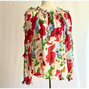 Olivia James The Label Size Medium Floral Print Blouse